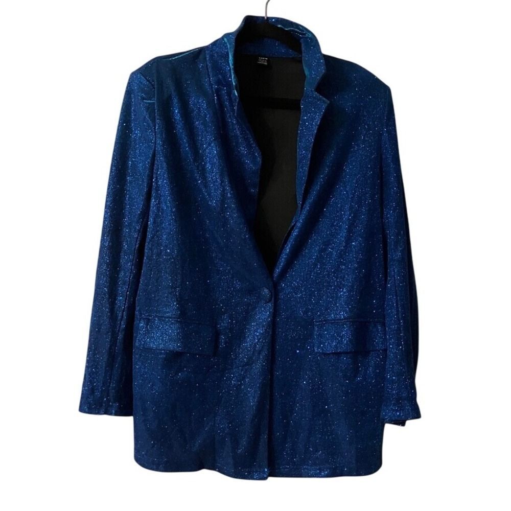 Glitter Blazer L Blue Disco Party